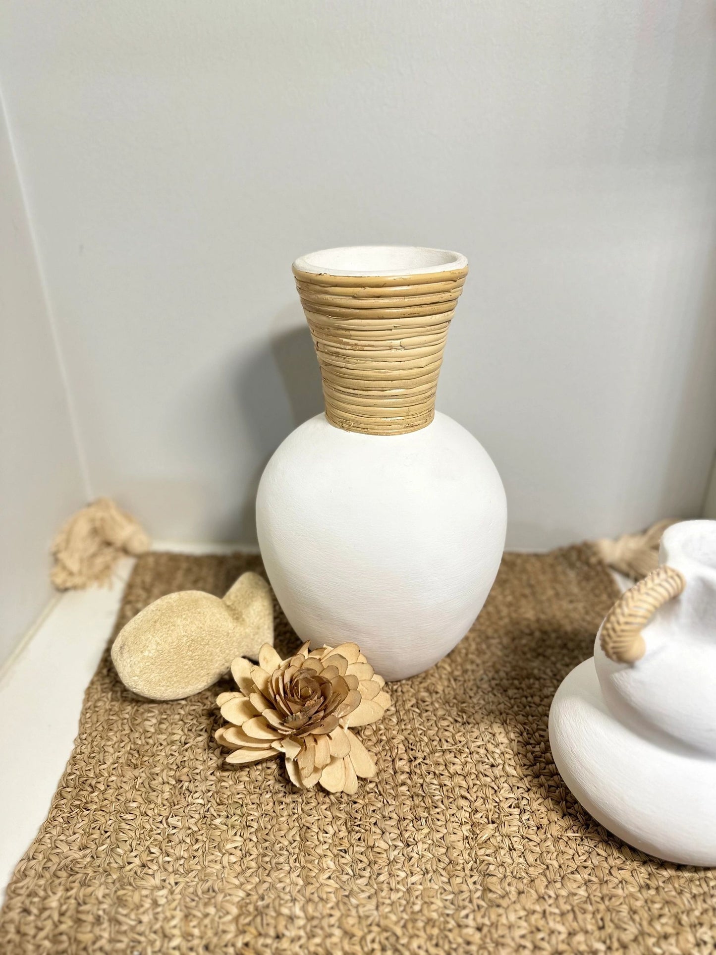 White Pottery Vase Tall