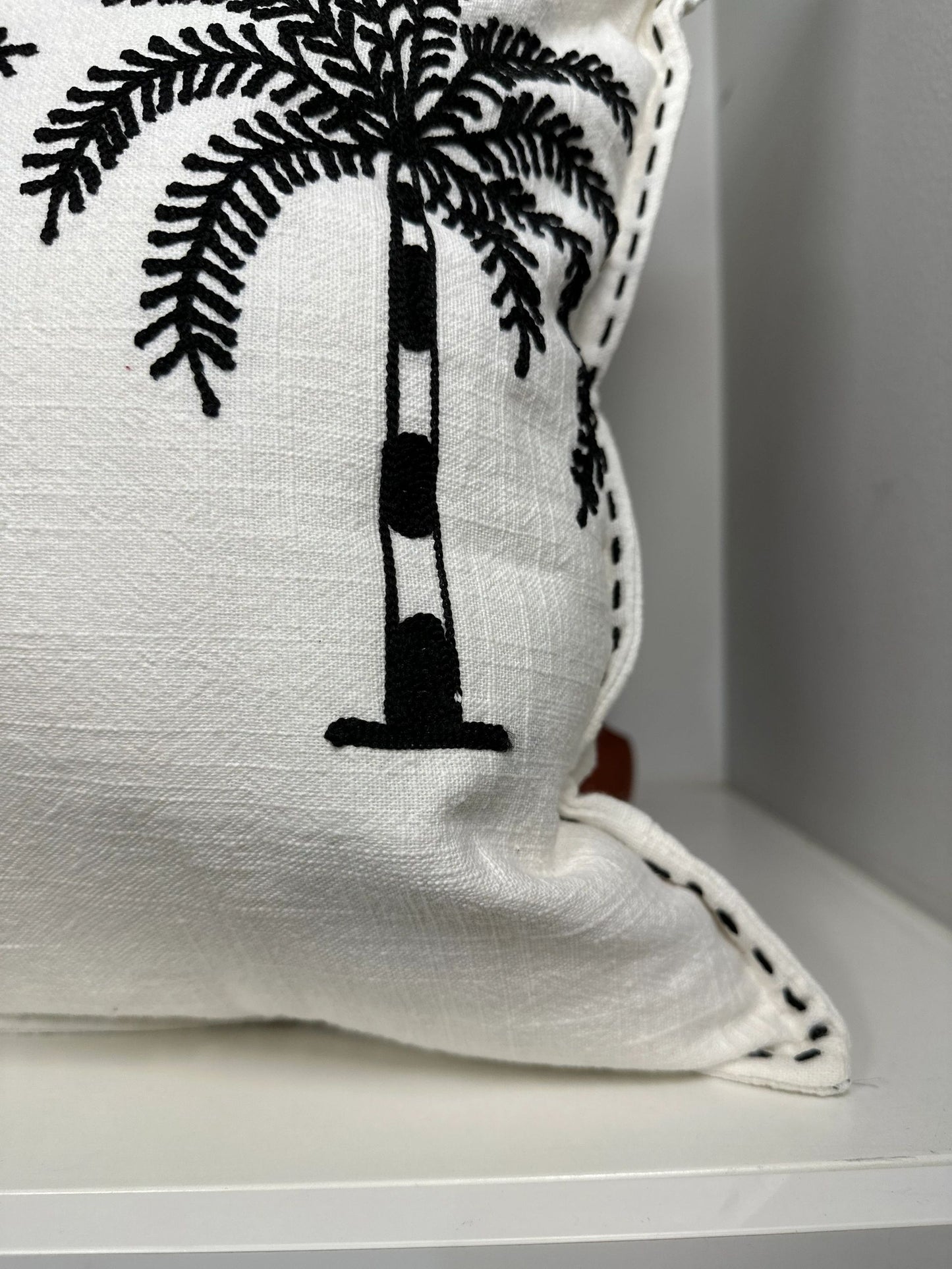 White Linen with Black Palms