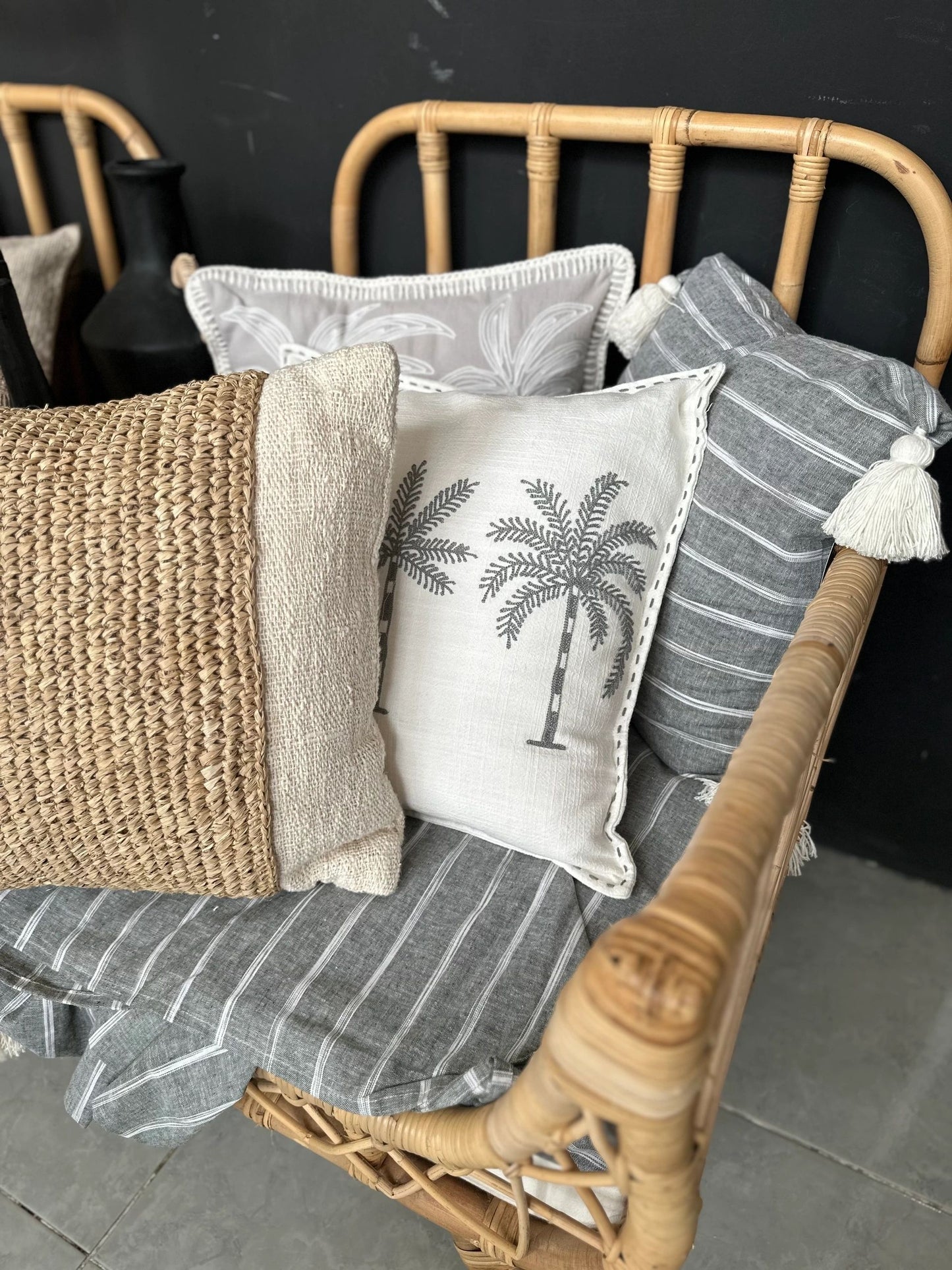Raw Cotton and Seagrass Cushion Cover