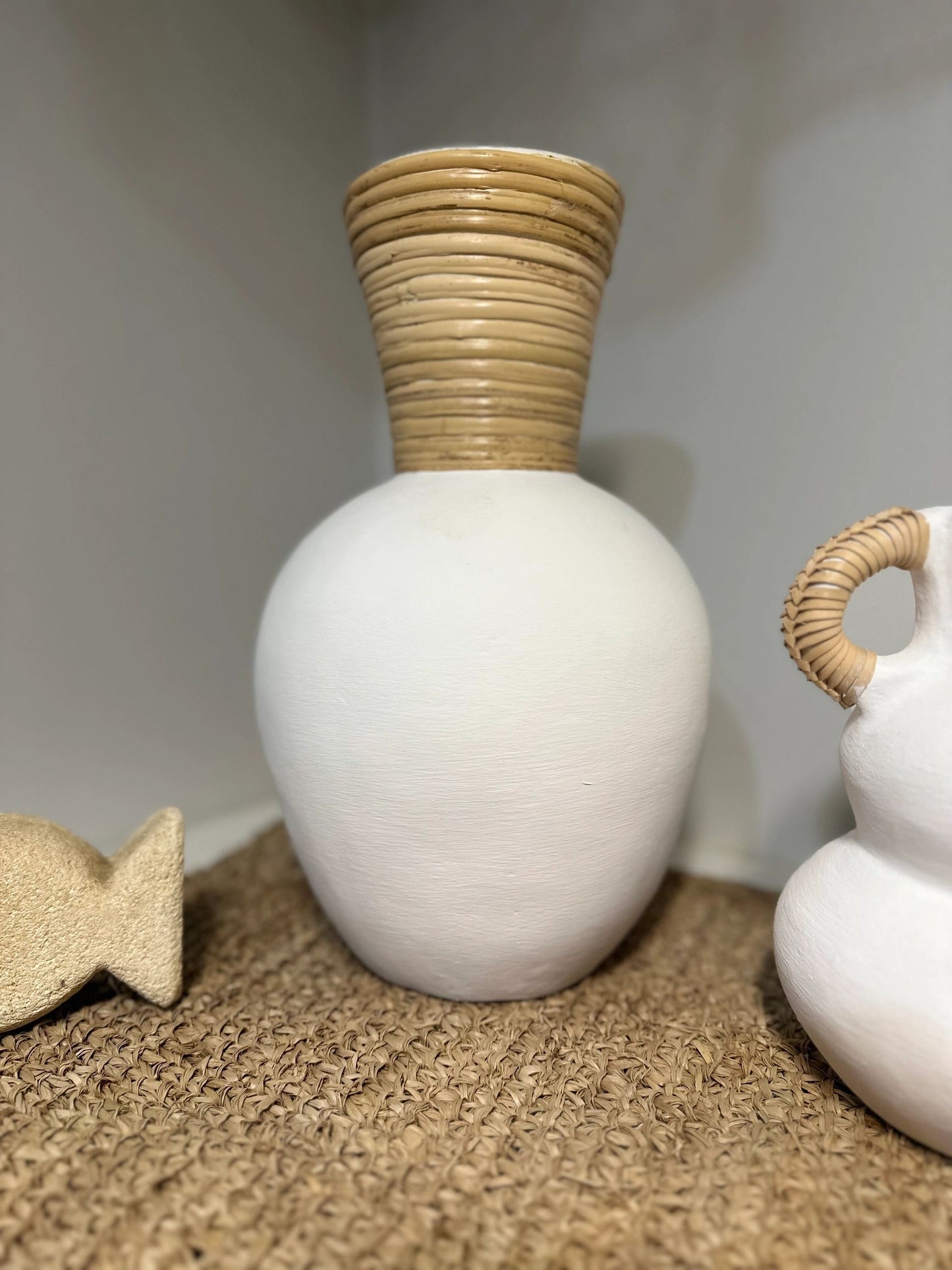 White Pottery Vase Tall