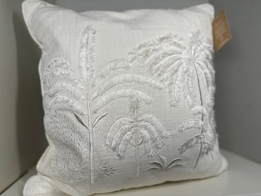 White Linen with White 3D Palms