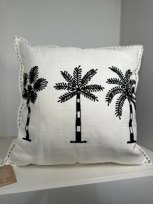 White Linen with Black Palms