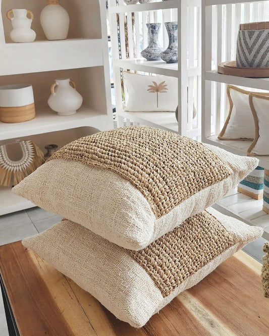 Hand Woven on Natural Raw Cotton Cushion cover 45 x 45cm